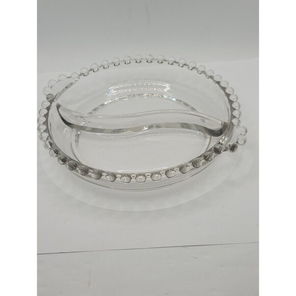 Vintage Candlewick Imperial Clear Glass Divided Relish Dish Beaded Bubble Edge - Picture 2 of 9
